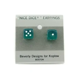 Dice>10mm Post Stud Dice Earrings - Transparent Green with White Pips - Your Source for Gaming Essentials