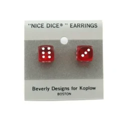 Dice>10mm Post Stud Dice Earrings - Transparent Red with White Pips - Your Source for Gaming Essentials