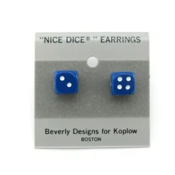 Dice>10mm Post Stud Dice Earrings - Opaque Blue with White Pips - Your Source for Gaming Essentials