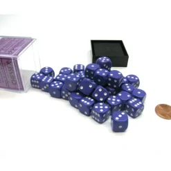 Dice>Opaque 12mm D6 Chessex Dice Block (36 Die) - Purple with White Pips - Your Source for Gaming Essentials