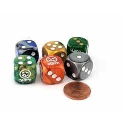 Dice>Pack of 6 Chessex Custom Engraved 16mm D6 Assorted Style Dice - Tasty! Face - Your Source for Gaming Essentials