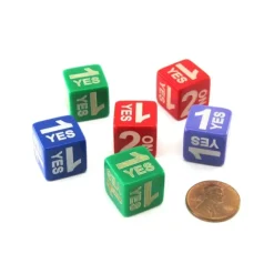 Dice>Pack of 6 Custom Engraved Yes and No Dice - 3 'Yes' and 3 'No' (Colors Vary) - Your Source for Gaming Essentials