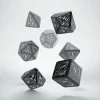 Dice>Q-Workshop Steampunk Dice Set Black with White Etches (7 Piece Set) - Your Source for Gaming Essentials
