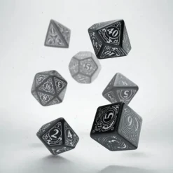 Dice>Q-Workshop Steampunk Dice Set Black with White Etches (7 Piece Set) - Your Source for Gaming Essentials
