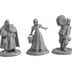 Tabletop Miniatures>Reaper Miniatures Townsfolk III (3) #77737 Bones Unpainted Plastic Figures - Your Source for Gaming Essentials