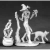 Tabletop Miniatures>Reaper Miniatures Witch, Cauldron & Cat #03549 Dark Heaven Unpainted Metal - Your Source for Gaming Essentials