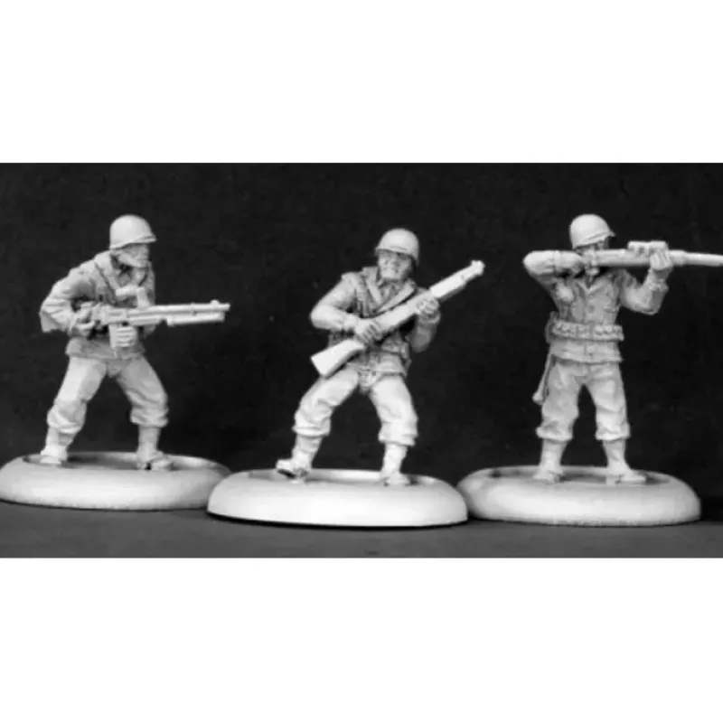 Tabletop Miniatures>Reaper Miniatures WWII American Infantry (3) #50075 Chronoscope RPG Mini Figure - Your Source for Gaming Essentials