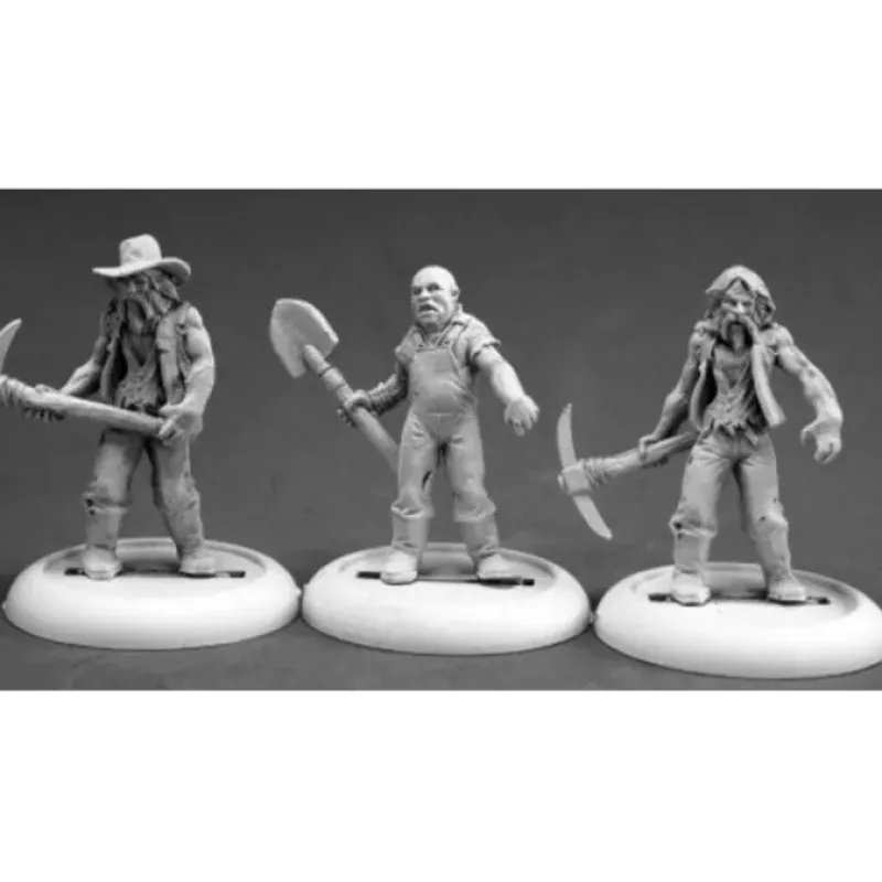 Tabletop Miniatures>Reaper Miniatures Zombie Miners (3) #50317 Chronoscope Unpainted RPG Mini Figure - Your Source for Gaming Essentials