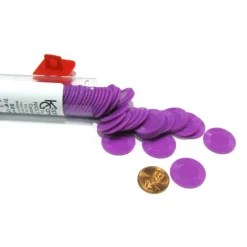 Cards>Set of 50 7/8" Easy Stacking Plastic Mini Playing Poker Chips - Purple - Your Source for Gaming Essentials