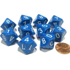 Dice>Set of 10 Chessex D10 Dice - Speckled Water - Your Source for Gaming Essentials