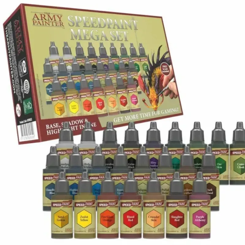 Tabletop Miniatures>The Army Painter Speedpaint: Mega Paint Set - 24 Paint Bottles and 1 Paintbrush - Your Source for Gaming Essentials