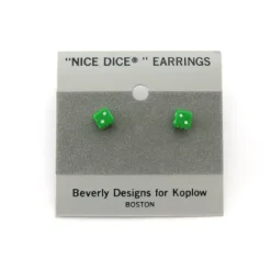 Dice>Tiny 5mm Post Stud Dice Earrings - Opaque Green with White Pips - Your Source for Gaming Essentials