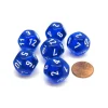 Dice>Translucent 18mm 12 Sided D12 Chessex Dice, 6 Pieces - Blue with White - Your Source for Gaming Essentials