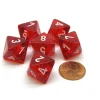 Dice>Translucent 15mm 8 Sided D8 Chessex Dice, 6 Pieces - Red with White - Your Source for Gaming Essentials
