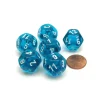 Dice>Translucent 18mm 12 Sided D12 Chessex Dice, 6 Pieces - Teal with White - Your Source for Gaming Essentials