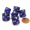 Dice>Translucent 15mm 8 Sided D8 Chessex Dice, 6 Pieces - Purple with White - Your Source for Gaming Essentials