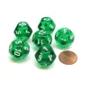 Dice>Translucent 18mm 12 Sided D12 Chessex Dice, 6 Pieces - Green with White - Your Source for Gaming Essentials