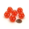Dice>Translucent 18mm 12 Sided D12 Chessex Dice, 6 Pieces - Orange with White Numbers - Your Source for Gaming Essentials