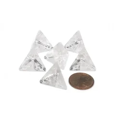Dice>Translucent 18mm 4 Sided D4 Chessex Dice, 6 Pieces - Clear with White Numbers - Your Source for Gaming Essentials