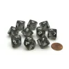 Dice>Translucent 16mm D10 (0-9) Chessex Dice, 10 Pieces - Smoke with White Numbers - Your Source for Gaming Essentials