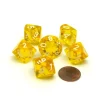 Dice>Translucent 16mm D10 (0-9) Chessex Dice, 6 Pieces - Yellow with White Numbers - Your Source for Gaming Essentials