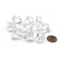 Dice>Translucent 16mm D10 (0-9) Chessex Dice, 10 Pieces - Clear with White Numbers - Your Source for Gaming Essentials