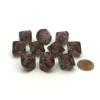Dice>Translucent 16mm D10 (0-9) Chessex Dice, 10 Pieces - Smoke with Red Numbers - Your Source for Gaming Essentials