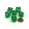 Dice>Translucent 16mm D10 (0-9) Chessex Dice, 6 Pieces - Green with White Numbers - Your Source for Gaming Essentials