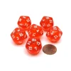 Dice>Translucent 20mm D20 Chessex Dice, 6 Pieces - Orange-Red with White Numbers - Your Source for Gaming Essentials