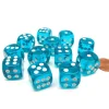 Dice>Translucent 16mm D6 Chessex Dice Block (12 Die) - Teal with White Pips - Your Source for Gaming Essentials