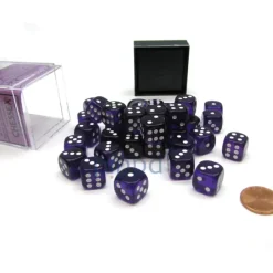 Dice>Translucent 12mm D6 Chessex Dice Block (36 Die) - Purple with White Pips - Your Source for Gaming Essentials