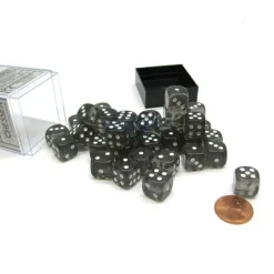 Dice>Translucent 12mm D6 Chessex Dice Block (36 Die) - Smoke with White Pips - Your Source for Gaming Essentials