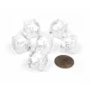 Dice>Translucent 15mm 6-Sided D6 Chessex Dice, 6 Pieces - Clear with White Numbers - Your Source for Gaming Essentials
