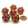Dice>Translucent 18mm 20-Sided D10 Dice Numbered 0-9 Twice, 6 Pieces - Brown - Your Source for Gaming Essentials