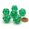 Dice>Translucent 18mm 20-Sided D10 Dice Numbered 0-9 Twice, 6 Pieces - Green - Your Source for Gaming Essentials