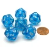 Dice>Translucent 18mm 20-Sided D10 Dice Numbered 0-9 Twice, 6 Pieces - Blue - Your Source for Gaming Essentials