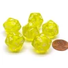 Dice>Translucent 18mm 20-Sided D10 Dice Numbered 0-9 Twice, 6 Pieces- Yellow - Your Source for Gaming Essentials