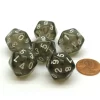 Dice>Translucent 18mm 20-Sided D10 Dice Numbered 0-9 Twice, 6 Pieces - Smoke - Your Source for Gaming Essentials
