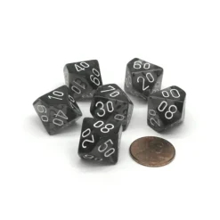 Dice>Translucent 16mm Tens D10 (00-90) Chessex Dice, 6 Pcs - Smoke with White Numbers - Your Source for Gaming Essentials