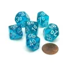 Dice>Translucent 16mm Tens D10 (00-90) Dice, 6 Pieces - Teal with White Numbers - Your Source for Gaming Essentials