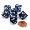 Dice>Translucent 16mm Tens D10 (00-90) Dice, 6 Pieces - Navy Blue with White Numbers - Your Source for Gaming Essentials