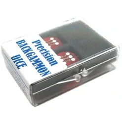 Dice>Transparent Precision Backgammon 5/8" Dice, 2 Die in Case - Red with White Pips - Your Source for Gaming Essentials