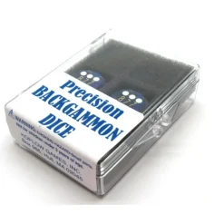 Dice>Transparent Precision Backgammon 5/8" Dice, 2 Die in Case - Blue with White Pips - Your Source for Gaming Essentials