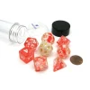 Dice>Tube of 7 Polyhedral RPG Sirius Dice with Bonus D20- Red Cloud Transparent Resin - Your Source for Gaming Essentials