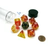 Dice>Tube of 7 Polyhedral RPG Sirius Dice with Bonus D20 - Yellow, Red Translucent - Your Source for Gaming Essentials