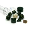 Dice>Tube of 7 Polyhedral RPG Sirius Dice with Bonus D20 - Solid Black, Gold Ink - Your Source for Gaming Essentials