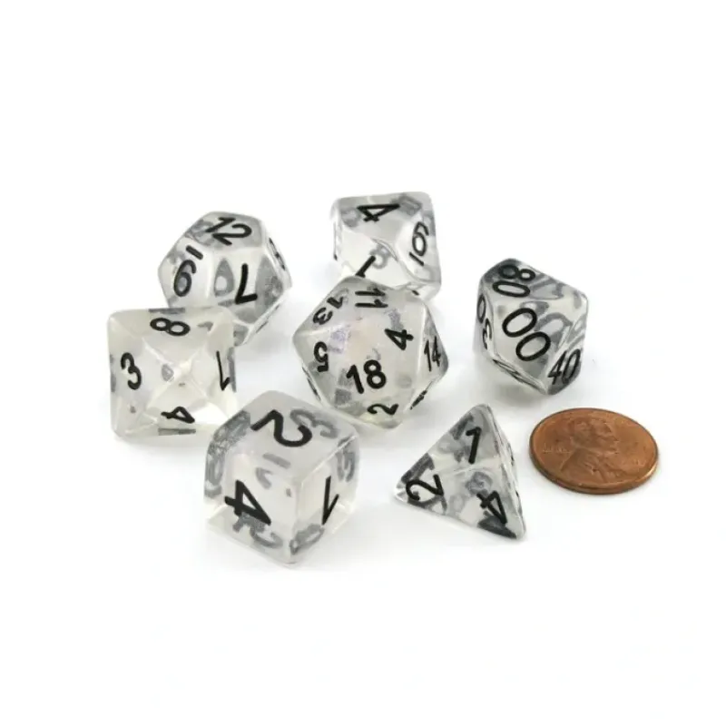 Dice>Unicorn Resin 16mm 7-Die Polyhedral Dice Set - Unicorn Ice - Your Source for Gaming Essentials