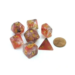 Dice>Unicorn Resin 16mm 7-Die Polyhedral Dice Set - Phoenix Ash - Your Source for Gaming Essentials