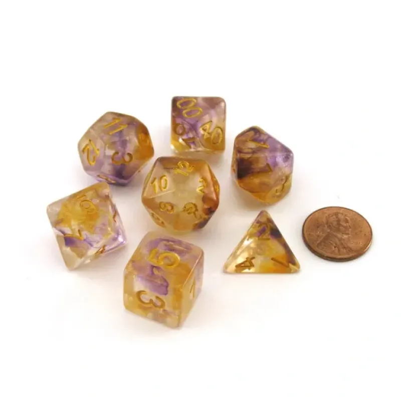 Dice>Unicorn Resin 16mm 7-Die Polyhedral Dice Set - Royal Sunset - Your Source for Gaming Essentials