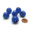 Dice>Vortex 18mm 12 Sided D12 Chessex Dice, 6 Pieces - Blue with Gold - Your Source for Gaming Essentials